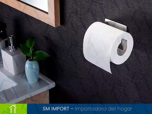 SM-IMPORT Porta Rollo Adhesivo Papel Higiénico Metal Soporte Toalla 7