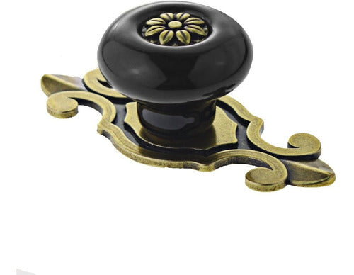 Vintage Ceramic Knobs And Pulls 12 Pack Black And Gold 0