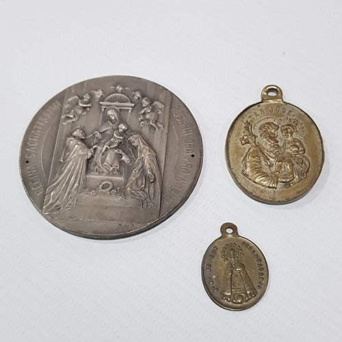 Antiguas Medallas Y Placa Religiosas Lote X 3 Mag 59193 0