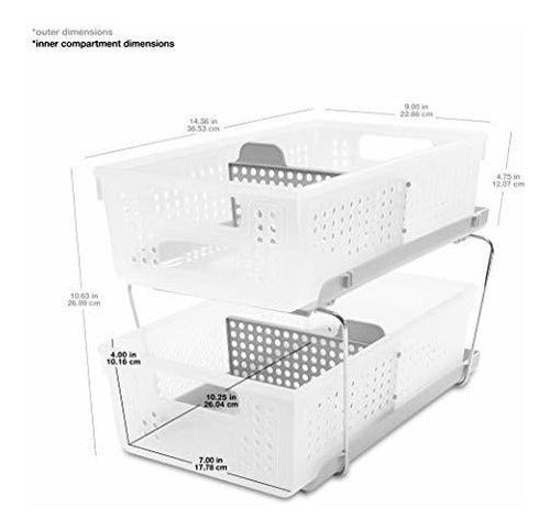 Organizador De 2 Niveles Con Divisores Deslizables Con Asas 3