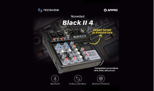 Consola Black Ii 4 Tecshow Graba Reproduce Usb Bluetooth!!! 4