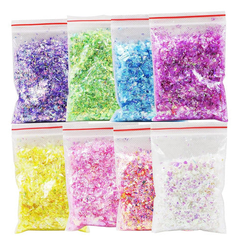 AddFavor Chunky Nail Glitter Set 8 Colors Iridescent Nail 1