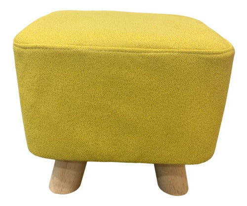 Carmel Square Stool with Wooden Legs H 22cm 0