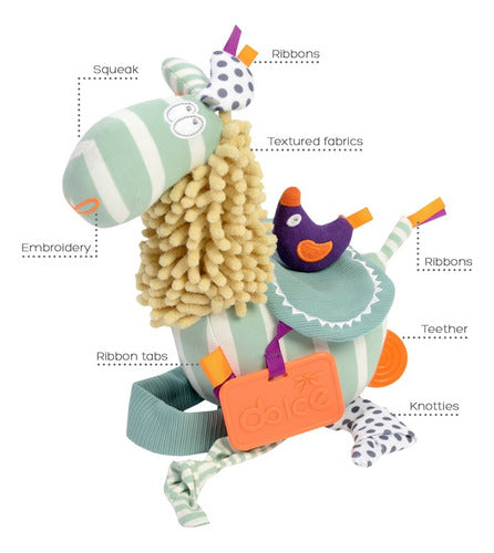 Dolce Toys Lucy The Llama Sensory Toy with Textures and Sounds 4