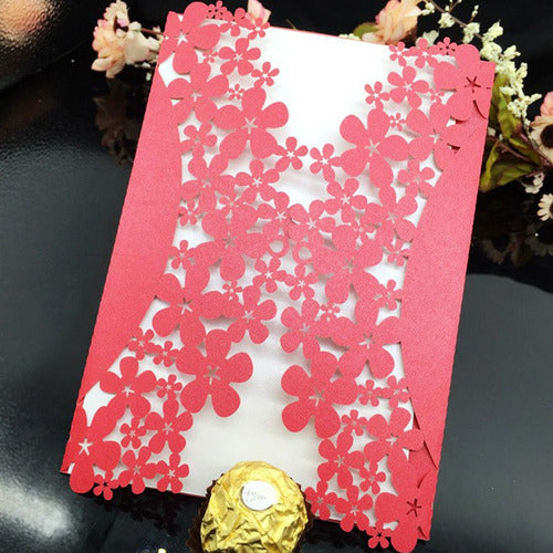 20 Cutout Sakura Flower Envelopes for Wedding, 15th Birthday Invitations 2