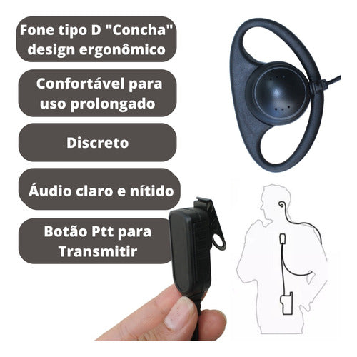 4 X Fone De Ouvido Ptt Tipo Concha Rádio Baofeng 777s 4