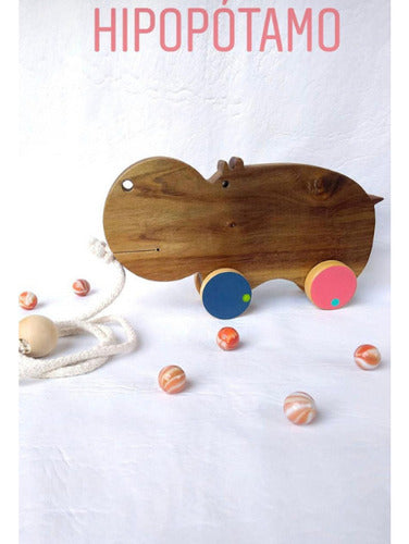 MBL_ARGENTINA Wooden Pull Toy - Animal Rollers for Babies 3