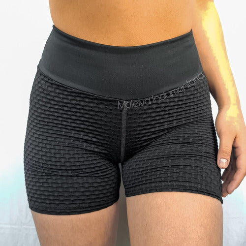 Maleiva Short Frunce Anticelulitis Tiro Alto Faja Lycra Calza Corta 5