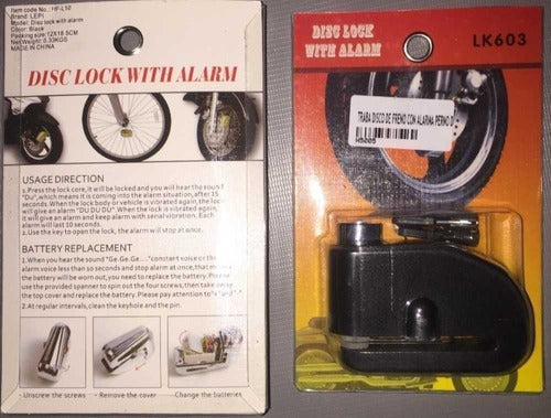 Generic Disc Lock with Alarm for Motorcycles, Cars, Bicycles, and More 1