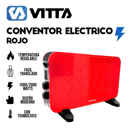 Vitta Convector Electrico C/Thermostat 1000/2000W 1