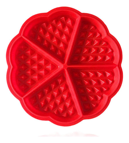 Amison Waffle Mold - Silicone Waffle Baking Molds Flower Heart Shape Muffin Mould, Red 0