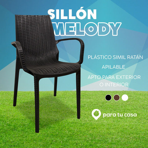 Set of 6 Melody Plastic Rattan-Like Reinforced Quality Chairs 14