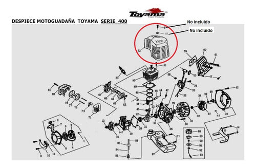 Tapa Plastica P/cilindro Motoguadaña Toyama Original S400 Ea 6