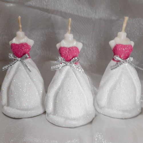 Set of 15 Handcrafted Glitter Finish Dress Candles for 15-Year-Old Ceremony 17