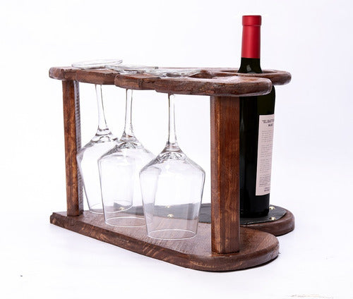 Artisanal Heart-Shaped Wine Rack + 2 Glasses + 1 Bottle 0