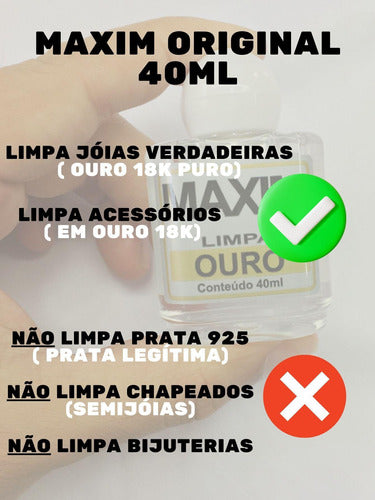 Kit 40 Limpa Jóias Verdadeiras Ouro Puro 18k Maxim 40ml 2