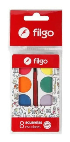 Filgo Watercolor Set 8 Colors + Brush Atoxica X 10 U 0