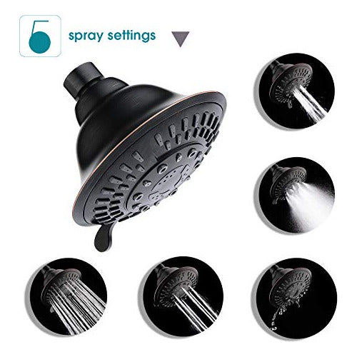 Bright Showers High Pressure Shower Head 5 Settings Black 1