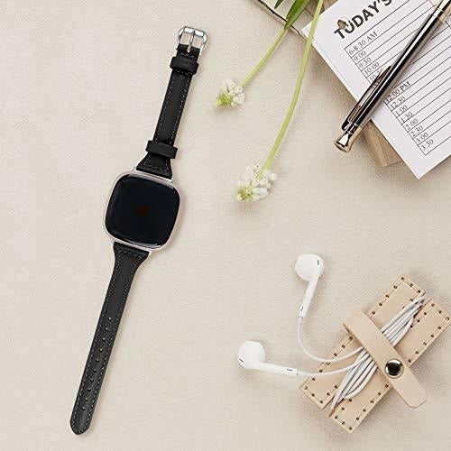 Joyozy Malla Cuero + Protector Pantalla Fitbit Sense/Versa 3 Negro 1