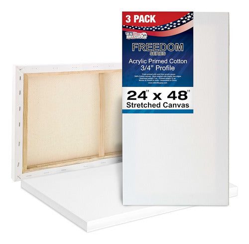 U.S. Art Supply Lienzo Estirado Blanco 61cm X 122cm X 19cm, Pack De 3 0