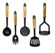 Set X 5 Utensilios De Nylon Mango De Madera Jovifel Teflón 0