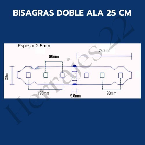 Corvex Colonial Double Wing Hinges 25cm Pack of 12 Units 4