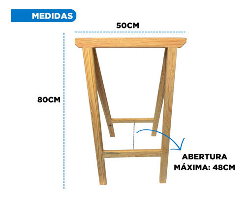 Cavalete Madeira Pinus Multiuso Perna P/ Mesa Reforçado 50cm 6