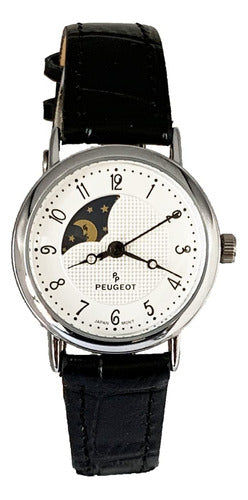 Peugeot Women Silver Sun Moon Phase Vintage Dress Analog Wat 0