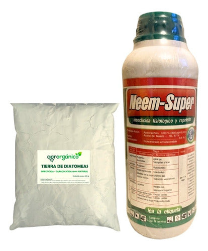 AGRORGANICO Neem Super X 1 Lt + Tierra Diatomeas 1 Kg Kit 100% Natural 0