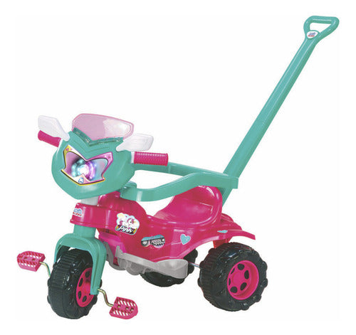 Motoquinha Triciclo Infantil Com Empurrador Rosa Magic Toys 0