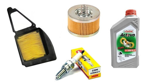 Castrol Oil Filter Spark Plug Service Kit for Yamaha SZ 150 Tala 0