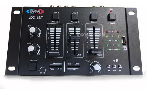 Sanrai DJ211BT 4-Channel USB-Bluetooth Mixer Console 1