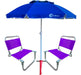 Set of 2 Reinforced Aluminum Beach Chairs 90kg + Super Strong 2m Umbrella 27