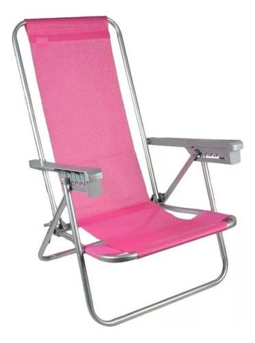 Aluminum Beach Chair 4-Position Recliner with Plastic Arms Camping Portable Seat 3