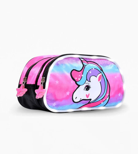 Footy LED Pencil Case - F19042 Unicorn Black/Rose 1