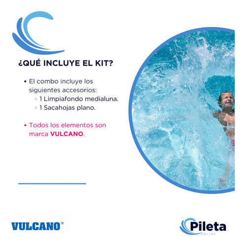 Vulcano Pool Cleaning Kit: Bottom Cleaner + Leaf Rake 1