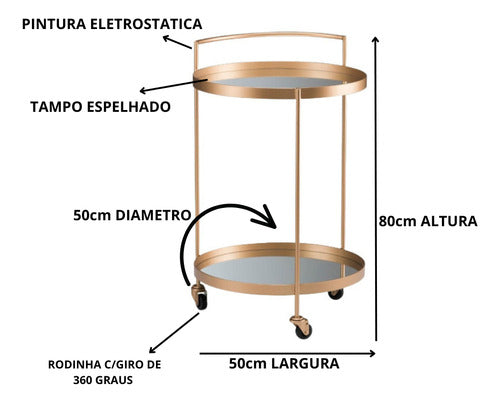 Carrinho De Bar Bebidas Chá Para Festa Luxo Espelhado 1