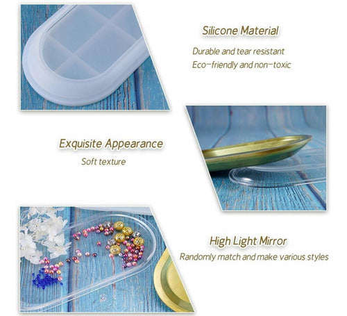 MOTASOM 3Pcs Jewelry Silicone Resin Tray Molds, DIY Craft Trinket Dish Epoxy Mold, Resin Coaster Casting Molds For Jewelry Ring Dish Holders, Soap Dish, Candle Holders, Home Decoration (3 Shapes) 4