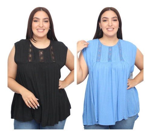 American Eagle Blusa Acampanada Con Tul Talle Grande Importada 1