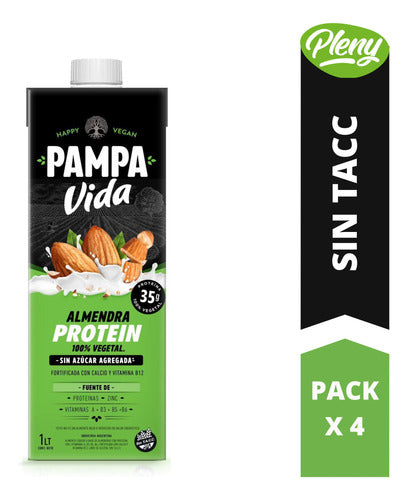Pack of 4 Almond Protein Milk Pampa Vida 1L - Gluten-Free 0