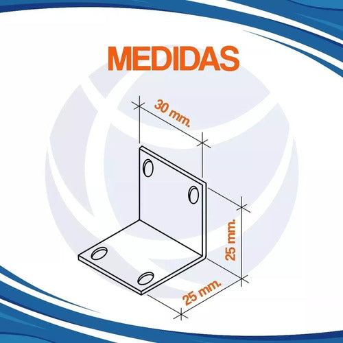 Cima Escuadra Soporte Estante 25x25x30 Mm Fijación X 20 Uni 1