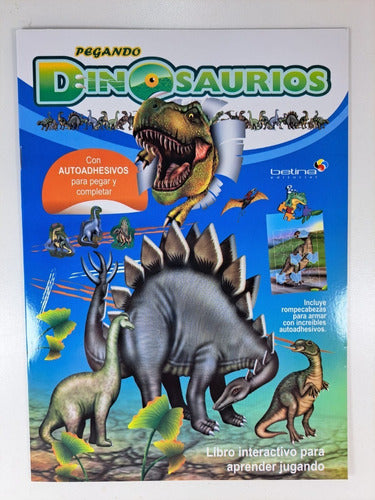 Lote X 4 Libros Pegando Dinosaurios Con Autoadhesivos 4