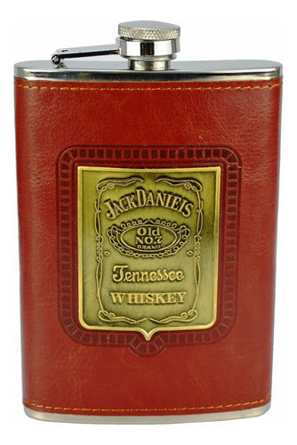 BON TABAC Petacas Acero Inoxidable Eco Cuero Jack Daniels 8 Oz 0