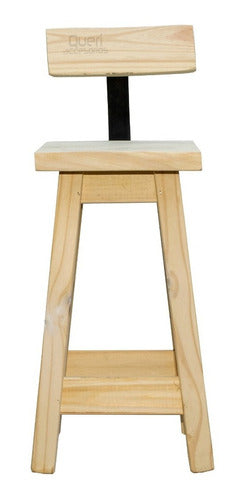 Queri Accesorios 2 Pine Bar Stools 60cm High with Iron Backrest 4