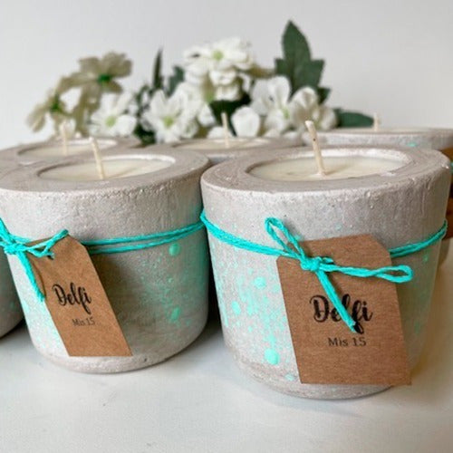 Baptism Souvenirs: Soy Wax Candle in Cement Pot Set of 30 7