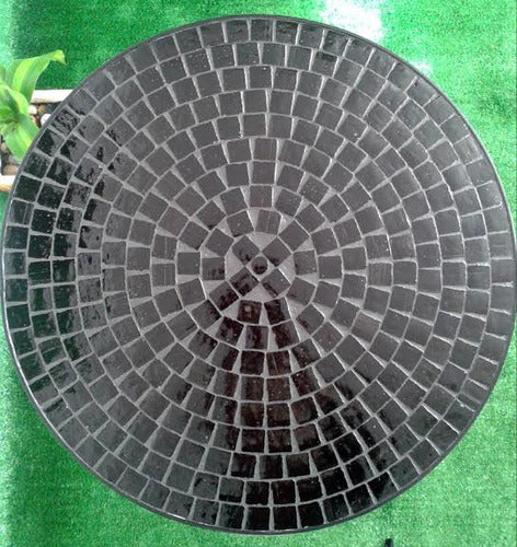 Iron Outdoor Table with Black Venetian Mosaic 45 cm Diameter 1