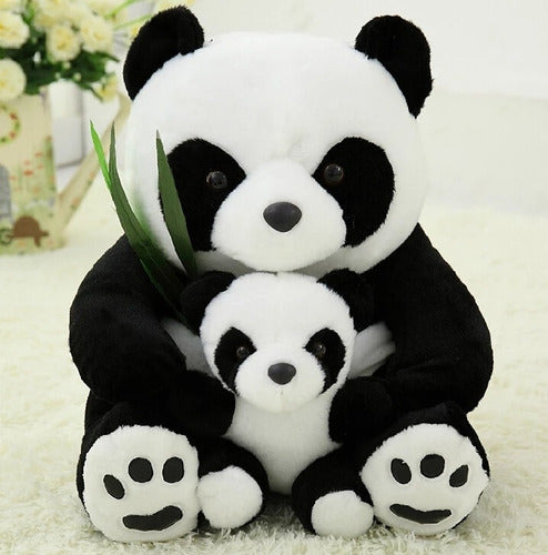 Oso Panda Bebé Y Mamá 2 Muñecos Peluches Hermosos! 3