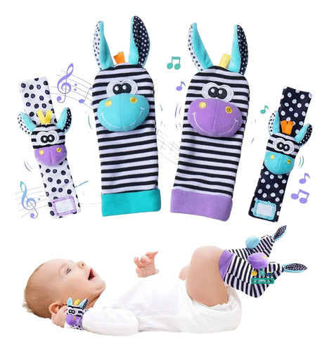 Sassy 2 Wrist Rattles 2 Socks Rattles Baby Stimulation Set 4 Pieces 4