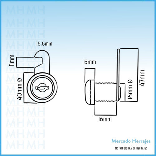 Mercado Herrajes Cerradura Con Leva L: 16mm D: 16mm Para Cajón Mueble 1
