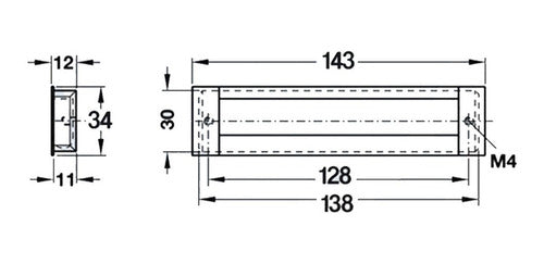 Häfele Cubeta Tirador Mueble Encastrado Cajon Mate 143x34mm 1